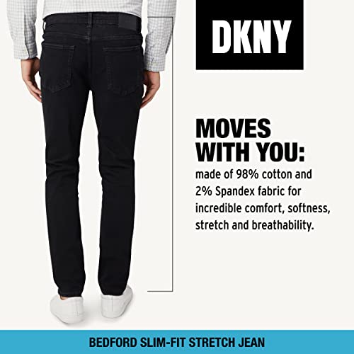 DKNY Men's Jeans - Bedford Stretch Denim Slim Fit Jeans for Men, Size 32W x 30L, Gershwin Wash…