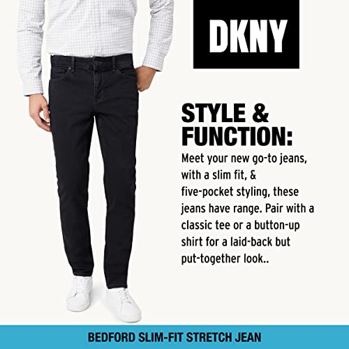 DKNY Men's Jeans - Bedford Stretch Denim Slim Fit Jeans for Men, Size 32W x 30L, Gershwin Wash…