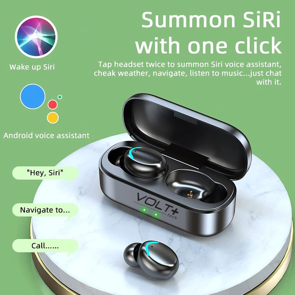 VOLT PLUS TECH Slim Travel Wireless V5.1 Earbuds Compatible with Your Bose SoundSport Updated Micro Thin Case with Quad Mic 8D Bass IPX7 Waterproof/Sweatproof (White)