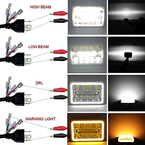 AMUNIESUN 4PCS 4X6 Inch LED Halo Headlights Sealed Beam DRL Turn Light Compatible With Chevy Suburban C10 C20 K10 K30 K5 Blazer (1981-1987) H4651 H4642 H4652 H4656 H4666 H4668 H6545 Replacement