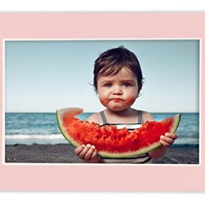 8x10 Mat Bevel Cut for 5x7 Photos - Acid Free Pink Precut Matboard - For Pictures, Photos, Framing - 4-ply Thickness