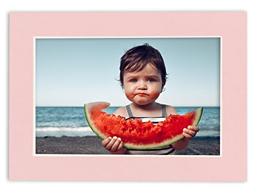 8x10 Mat Bevel Cut for 5x7 Photos - Acid Free Pink Precut Matboard - For Pictures, Photos, Framing - 4-ply Thickness