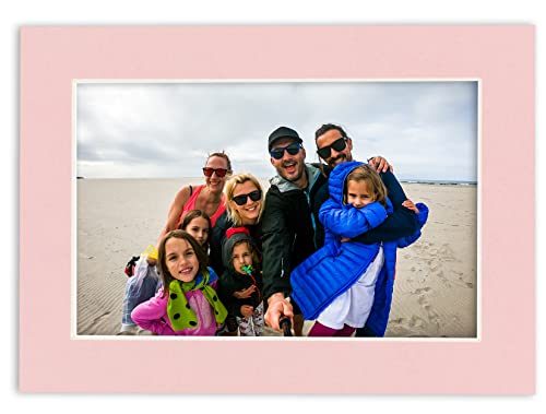 8x10 Mat Bevel Cut for 5x7 Photos - Acid Free Pink Precut Matboard - For Pictures, Photos, Framing - 4-ply Thickness