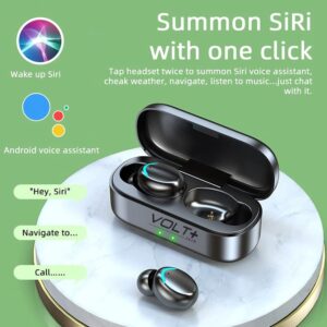 VOLT PLUS TECH Slim Travel Wireless V5.1 Earbuds Compatible with Your Bose SoundSport Free Updated Micro Thin Case with Quad Mic 8D Bass IPX7 Waterproof/Sweatproof (Black)