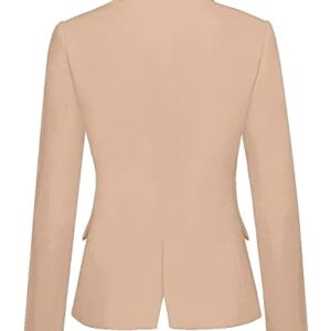 luvamia Women's Notched Lapel Neck Long Sleeves One Button Pocketed Blazer Jacket Wear to Work Suit Light Jackets for Women Casual Tan Blazer Women Sienna Sand Size X-Large