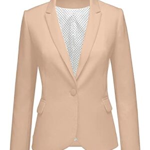 luvamia Women's Notched Lapel Neck Long Sleeves One Button Pocketed Blazer Jacket Wear to Work Suit Light Jackets for Women Casual Tan Blazer Women Sienna Sand Size X-Large