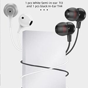 MAS CARNEY 【2 Pack Black+White】 Digital USB Type C Earphones, TI3/TH4 USB C Earbuds,in-Ear Earbud Noise Isolating Pure Sound and Powerful Bass for USB-C Type-c Music Device