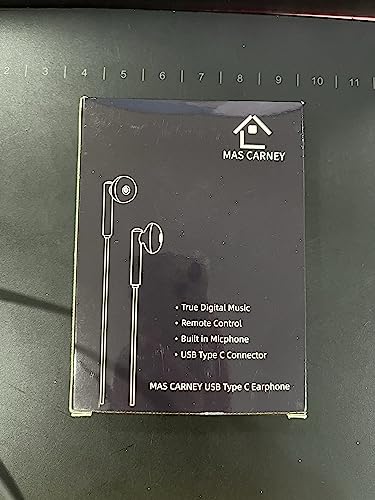 MAS CARNEY 【2 Pack Black+White】 Digital USB Type C Earphones, TI3/TH4 USB C Earbuds,in-Ear Earbud Noise Isolating Pure Sound and Powerful Bass for USB-C Type-c Music Device