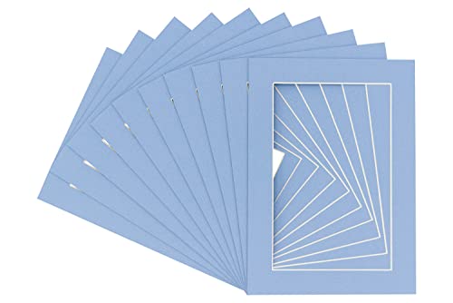 22x28 Mat Bevel Cut for 18x24 Photos - Acid Free Brittany Blue Precut Matboard With Backing Board and Crystal Clear, Self Seal Photo Mat Bag - For Pictures, Photos, Framing - 4-ply Thickness