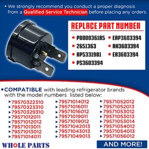 Whole Parts Refrigerator Compressor Overload Protector Part # 6750CL0001D - Replacement & Compatible With Some LG and Kenmore Refrigerators