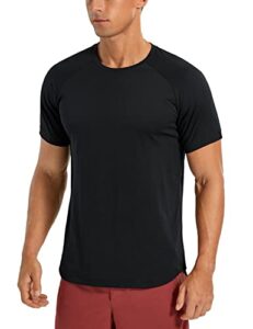 crz yoga men's lightweight short sleeve t-shirt quick dry workout running athletic tee shirt tops black large