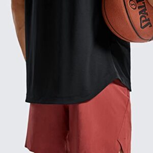 CRZ YOGA Men's Lightweight Short Sleeve T-Shirt Quick Dry Workout Running Athletic Tee Shirt Tops Black Large