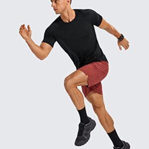 CRZ YOGA Men's Lightweight Short Sleeve T-Shirt Quick Dry Workout Running Athletic Tee Shirt Tops Black Large