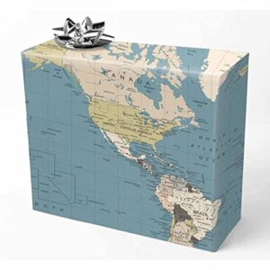 interestprint world map america wrapping paper design for easter valentine's day birthday, 1 roll