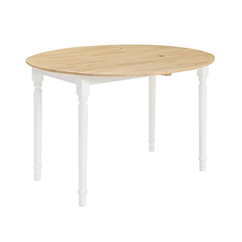 MUSEHOMEINC Farmhouse Folding Dinning Table, Round Table, Dinning Tables for Small Spaces,Drop Leaf Extendable Oval Top Kitchen Table,Space Saving Kitchen Table Dining Room,Living Room