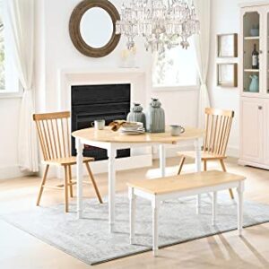 MUSEHOMEINC Farmhouse Folding Dinning Table, Round Table, Dinning Tables for Small Spaces,Drop Leaf Extendable Oval Top Kitchen Table,Space Saving Kitchen Table Dining Room,Living Room