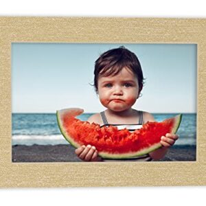 Pack of 25 Acid Free 10x15 Mats Bevel Cut for 8.5x11 Photos - Fresh Linen Canvas Precut Matboards With Backing Boards and Clear Photo Mat Bags For Pictures, Photos, Framing - 4-ply Thickness