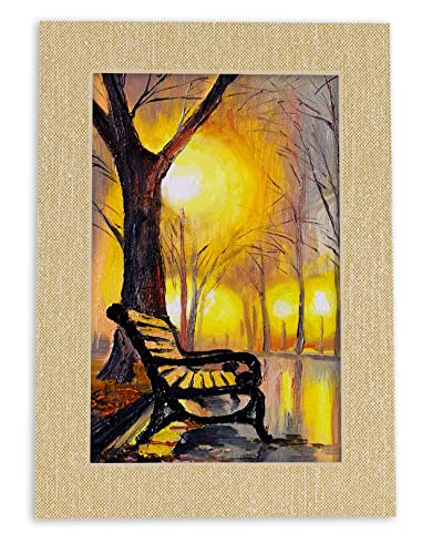 Pack of 25 Acid Free 10x15 Mats Bevel Cut for 8.5x11 Photos - Fresh Linen Canvas Precut Matboards With Backing Boards and Clear Photo Mat Bags For Pictures, Photos, Framing - 4-ply Thickness