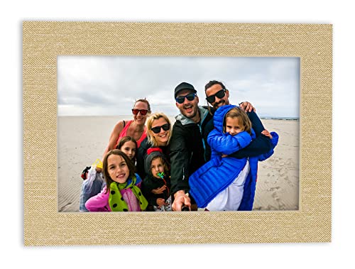 Pack of 25 Acid Free 10x15 Mats Bevel Cut for 8.5x11 Photos - Fresh Linen Canvas Precut Matboards With Backing Boards and Clear Photo Mat Bags For Pictures, Photos, Framing - 4-ply Thickness