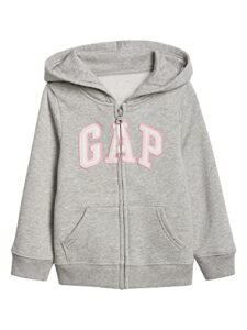 gap baby girls logo zip hoodie sweatshirt, heather grey, 0-3 months us