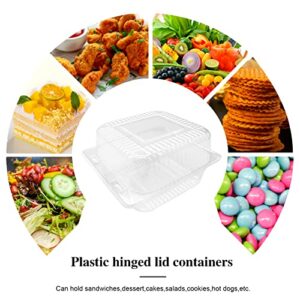 100 Pcs Clear Hinged Plastic Containers with Lids,Individual Cake Slice Containers,Square Plastic Food Container,Disposable Clamshell Take Out Containers for Cakes,Cookies,Pasta,Sandwiches,Salad