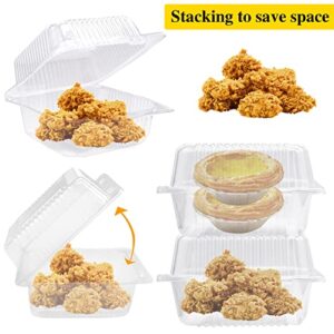 100 Pcs Clear Hinged Plastic Containers with Lids,Individual Cake Slice Containers,Square Plastic Food Container,Disposable Clamshell Take Out Containers for Cakes,Cookies,Pasta,Sandwiches,Salad