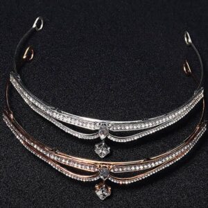 HJYHYN Rhinestone Crown Crystal Bridal Tiara Princess Crown Birthday Crown Medium Tiaras and Crowns for Women and Girls-Silver