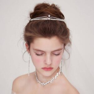 HJYHYN Rhinestone Crown Crystal Bridal Tiara Princess Crown Birthday Crown Medium Tiaras and Crowns for Women and Girls-Silver