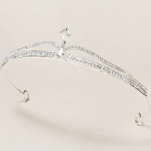 HJYHYN Rhinestone Crown Crystal Bridal Tiara Princess Crown Birthday Crown Medium Tiaras and Crowns for Women and Girls-Silver