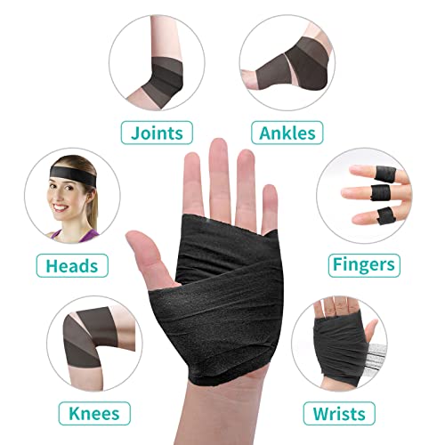 Dimora Black Athletic Tapel and Pre-wrap Tape - No Sticky Residue, Easy Tear Athletic Tapes & Wraps, Gymnastics Tape for Athletes, Customizable Support and Skin-Friendly Comfort