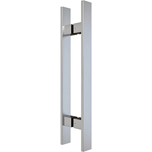 BARNSMITH 36" Barn Door Push Pull Handle,Glass Door Handle,Heavy Duty Grade-304 Stainless Steel Square Commercial Door Handle,Entrance Entry Front Door Handle Office Wood Garage Handle Pull Set