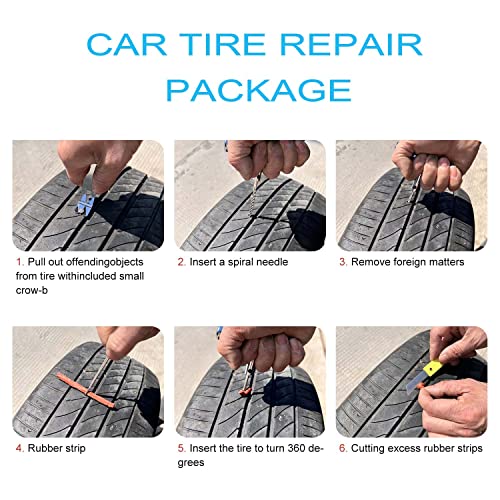 Tire Repair Kit,46pcs Heavy Duty Tire Plug Kit, with Universal Tire Patch Kit to Plug Flats for Car/Motorcycle/Truck/Tractor/Trailer/RV/ATV