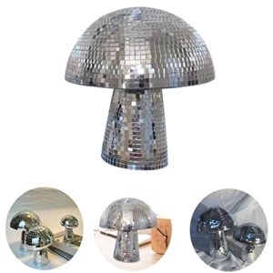 u-d creative mushroom disco ball mirror glitter retro silver for party stage props bedroom dining table decor shape home art decorations gift (s-4in), (p15)