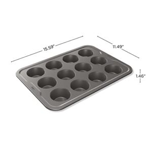 Ninja B30212 Foodi NeverStick Premium 12 Cup Muffin Pan, Nonstick, Oven Safe up to 500⁰F, Dishwasher Safe, Grey