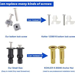 3 Pairs Toilet Seats Screw, Universal Toilet Seat Bolts, Top Fix Nuts Screws Bottom Mount Anchor Nut 1/4-20 Toilet Seat Screws Replacement Parts Fit for Kohler