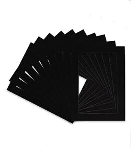 pack of ten acid free 28x34 mats bevel cut for 26x32 photos - black with black core precut matboards with backing boards and self seal photo mat bags for pictures, photos, framing - 4-ply thickness