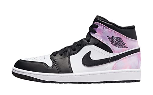 Nike Jordan Mens Air Jordan 1 Mid SE DM1200 001 Tie-Dye, Black/Bleached Coral-white, Size 11