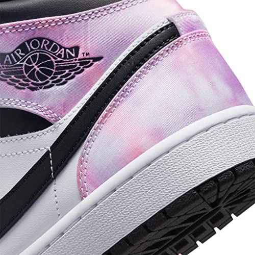 Nike Jordan Mens Air Jordan 1 Mid SE DM1200 001 Tie-Dye, Black/Bleached Coral-white, Size 11