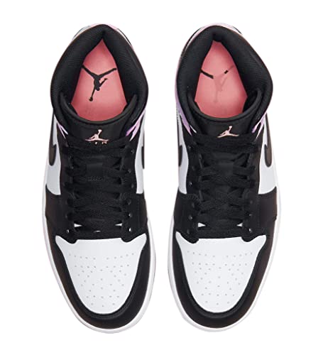 Nike Men's Air Jordan 1 Mid Sneaker, Black/Bleached Coral-white, 10.5