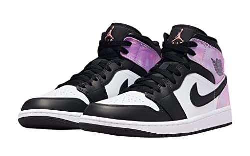 Nike Men's Air Jordan 1 Mid Sneaker, Black/Bleached Coral-white, 10.5