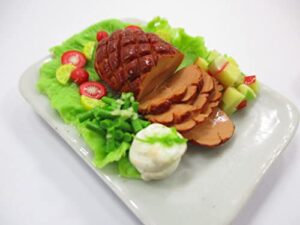 1:6 compatible with barbie dollhouse miniatures food honey glaze ham bbq thanksgiving supply 16234