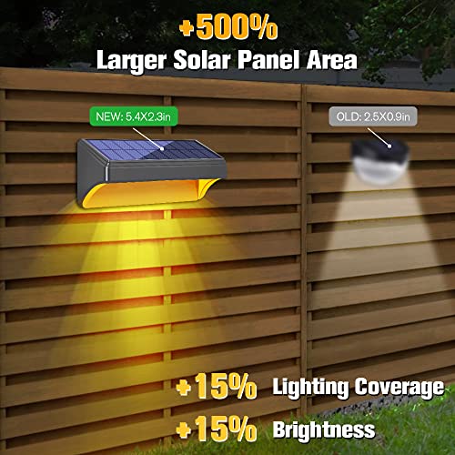 Bridika Solar Fence Lights, Fence Lights Fence Solar Lights Outdoor Waterproof Warm White & Color Glow LED Solar Lights for Backyard, Patio, Deck Railing, Stair Handrail and Wall (8 Packs, Plus Size)