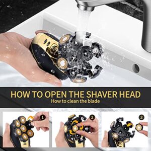 VOTMONI Head Shaver for Bald Men Upgrade 7D Electric Shavers Waterproof Bald Head Close Shaver for Men Rechargeable Rotary Shaver Multifunctional Electric Razors Wet & Dry Bald Shaver