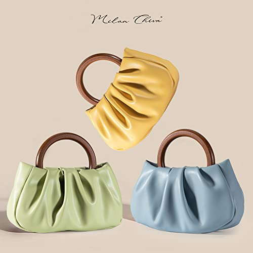 Milan Chiva Cloud Pouch Bag Gabbi Ruched Handbag Chic Dumpling Clutch Purses with Removable Strap MC-1007JN