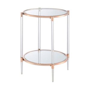 convenience concepts royal crest 2 tier acrylic glass end table, rose gold/glass
