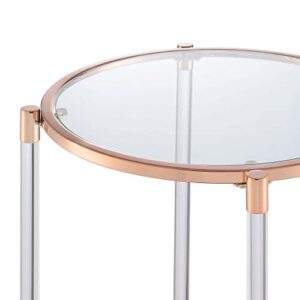 Convenience Concepts Royal Crest 2 Tier Acrylic Glass End Table, Rose Gold/Glass
