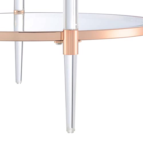 Convenience Concepts Royal Crest 2 Tier Acrylic Glass End Table, Rose Gold/Glass