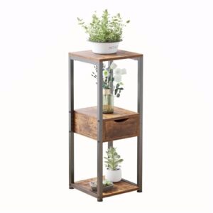 vondream 3 tier plant stand indoor , tall pedestal stand with drawer, tall plant stand for indoor plants multiple, corner plant table indoor, small side table for living room