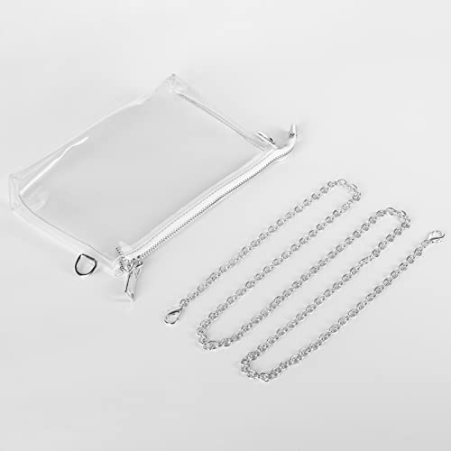 Lorbro Clear Purses for Women Stadium Approved, Clear Crossbody Shoulder Bag with Zipper Closure, Transparent Purse for Concerts, Sporting Event, Party, Festivals (Silver)