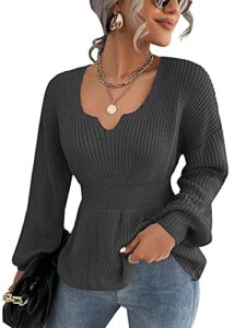 veatzaer womens long sleeve shirts v neck fall knit sweaters casual pullover tops 2023 grey